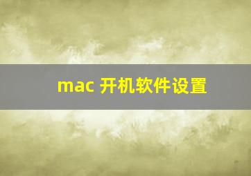 mac 开机软件设置